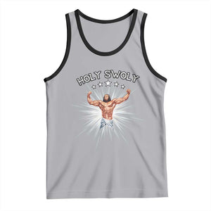 Holy Swoly Tank Top Funny Jesus Workout Motivation Bodybuilding Fitness TS02 Athletic Heather Black Print Your Wear