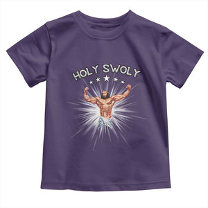Holy Swoly Toddler T Shirt Funny Jesus Workout Motivation Bodybuilding Fitness TS02 Purple Print Your Wear