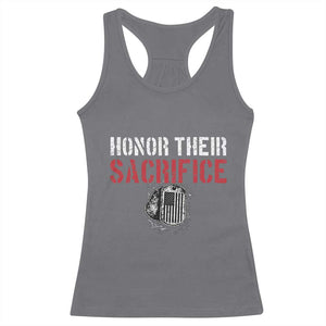 Honor Their Sacrifice Racerback Tank Top Veteran Memorial Day Military Dog Tag TS11 Charcoal Print Your Wear