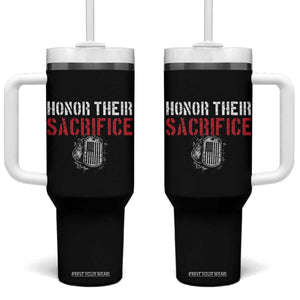 Honor Their Sacrifice Tumbler With Handle Veteran Memorial Day Military Dog Tag TS11 One Size: 40 oz Black Print Your Wear