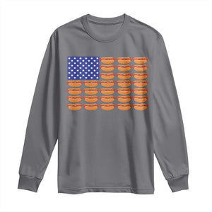Hot Dog American Flag Long Sleeve Shirt Funny 4th Of July Patriotic Summer BBQ TS10 Charcoal Print Your Wear