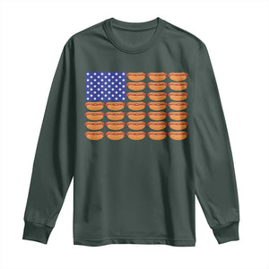 Hot Dog American Flag Long Sleeve Shirt Funny 4th Of July Patriotic Summer BBQ TS10 Dark Forest Green Print Your Wear