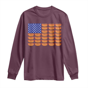 Hot Dog American Flag Long Sleeve Shirt Funny 4th Of July Patriotic Summer BBQ TS10 Maroon Print Your Wear