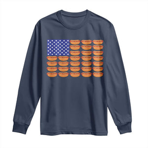 Hot Dog American Flag Long Sleeve Shirt Funny 4th Of July Patriotic Summer BBQ TS10 Navy Print Your Wear
