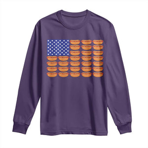 Hot Dog American Flag Long Sleeve Shirt Funny 4th Of July Patriotic Summer BBQ TS10 Purple Print Your Wear