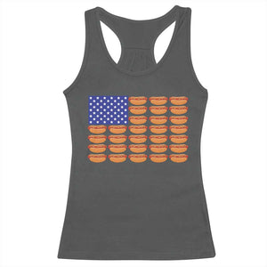 Hot Dog American Flag Racerback Tank Top Funny 4th Of July Patriotic Summer BBQ TS10 Dark Heather Print Your Wear