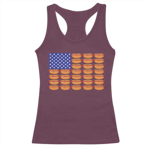 Hot Dog American Flag Racerback Tank Top Funny 4th Of July Patriotic Summer BBQ TS10 Maroon Print Your Wear