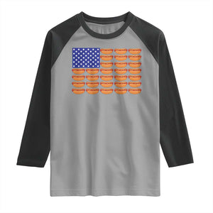 Hot Dog American Flag Raglan Shirt Funny 4th Of July Patriotic Summer BBQ TS10 Sport Gray Black Print Your Wear
