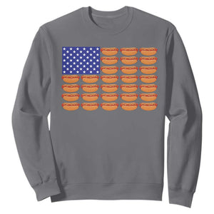 Hot Dog American Flag Sweatshirt Funny 4th Of July Patriotic Summer BBQ TS10 Charcoal Print Your Wear