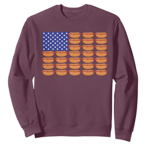 Hot Dog American Flag Sweatshirt Funny 4th Of July Patriotic Summer BBQ TS10 Maroon Print Your Wear