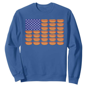Hot Dog American Flag Sweatshirt Funny 4th Of July Patriotic Summer BBQ TS10 Royal Blue Print Your Wear