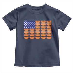 Hot Dog American Flag Toddler T Shirt Funny 4th Of July Patriotic Summer BBQ TS10 Navy Print Your Wear
