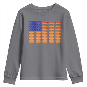 Hot Dog American Flag Youth Sweatshirt Funny 4th Of July Patriotic Summer BBQ TS10 Charcoal Print Your Wear
