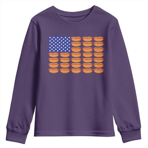 Hot Dog American Flag Youth Sweatshirt Funny 4th Of July Patriotic Summer BBQ TS10 Purple Print Your Wear