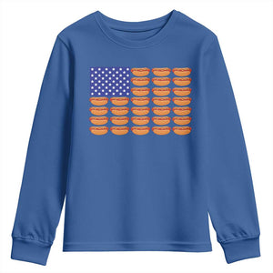 Hot Dog American Flag Youth Sweatshirt Funny 4th Of July Patriotic Summer BBQ TS10 Royal Blue Print Your Wear