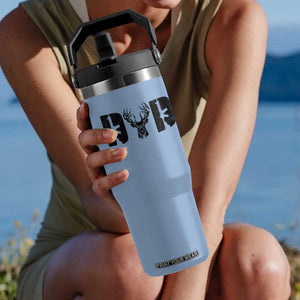 Hunting Dad Flip Straw Tumbler Fathers Day Gun Lovers Hunter Dad TS10 One Size: 30 oz Light Blue Print Your Wear