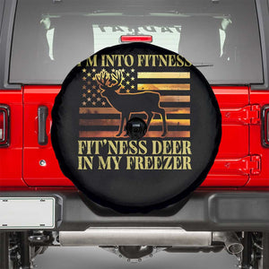 Hunting Spare Tire Cover I'm Into Fitness Fit'ness Deer In My Freezer American Flag TS10 Black Print Your Wear