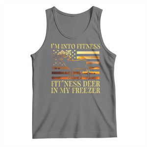 Hunting Tank Top I'm Into Fitness Fit'ness Deer In My Freezer American Flag TS10 Black Heather Print Your Wear