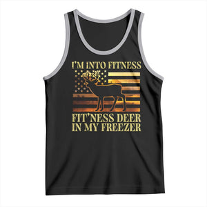 Hunting Tank Top I'm Into Fitness Fit'ness Deer In My Freezer American Flag TS10 Black Athletic Heather Print Your Wear