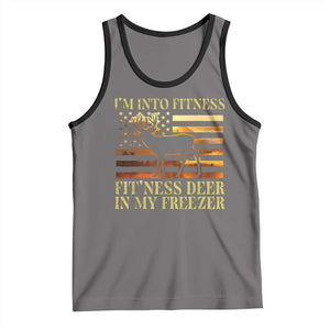 Hunting Tank Top I'm Into Fitness Fit'ness Deer In My Freezer American Flag TS10 Deep Heather Black Print Your Wear