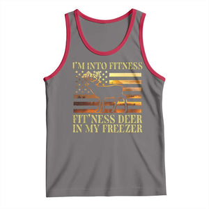 Hunting Tank Top I'm Into Fitness Fit'ness Deer In My Freezer American Flag TS10 Deep Heather Red Print Your Wear