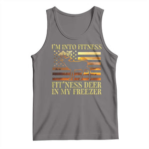 Hunting Tank Top I'm Into Fitness Fit'ness Deer In My Freezer American Flag TS10 Deep Heather Print Your Wear