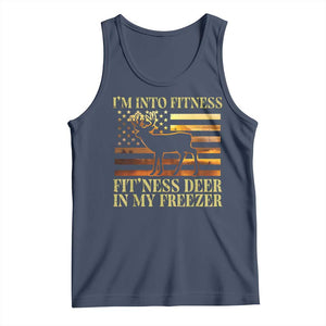 Hunting Tank Top I'm Into Fitness Fit'ness Deer In My Freezer American Flag TS10 Navy Print Your Wear