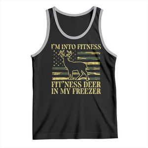 Hunting Tank Top I'm Into Fitness Fit'ness Deer In My Freezer Camo Flag TS10 Black Athletic Heather Print Your Wear
