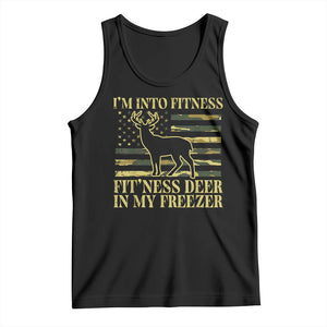 Hunting Tank Top I'm Into Fitness Fit'ness Deer In My Freezer Camo Flag TS10 Black Print Your Wear