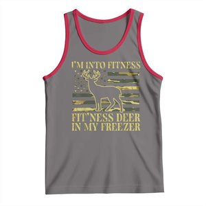 Hunting Tank Top I'm Into Fitness Fit'ness Deer In My Freezer Camo Flag TS10 Deep Heather Red Print Your Wear
