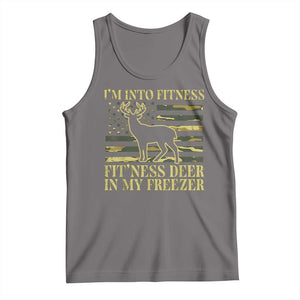Hunting Tank Top I'm Into Fitness Fit'ness Deer In My Freezer Camo Flag TS10 Deep Heather Print Your Wear