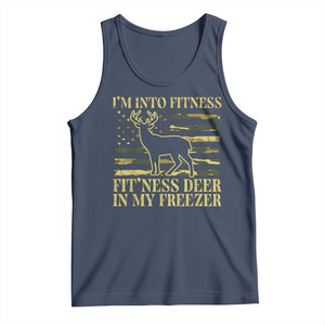Hunting Tank Top I'm Into Fitness Fit'ness Deer In My Freezer Camo Flag TS10 Navy Print Your Wear