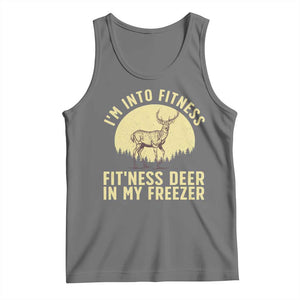 Hunting Tank Top I'm Into Fitness Fit'ness Deer In My Freezer Deer Hunter TS10 Black Heather Print Your Wear