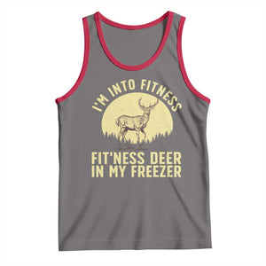 Hunting Tank Top I'm Into Fitness Fit'ness Deer In My Freezer Deer Hunter TS10 Deep Heather Red Print Your Wear