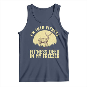 Hunting Tank Top I'm Into Fitness Fit'ness Deer In My Freezer Deer Hunter TS10 Navy Print Your Wear
