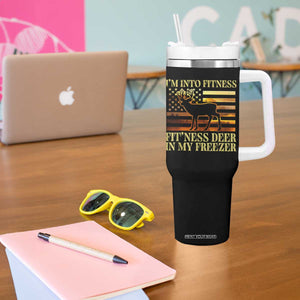 Hunting Tumbler With Handle I'm Into Fitness Fit'ness Deer In My Freezer American Flag TS10 Print Your Wear