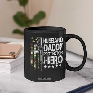 Husband Daddy Protector Hero Coffee Mug Dad Guns Fathers Day Camo American Flag TS10 Print Your Wear