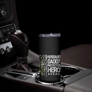 Husband Daddy Protector Hero Skinny Tumbler Dad Guns Fathers Day Camo American Flag TS10 Print Your Wear