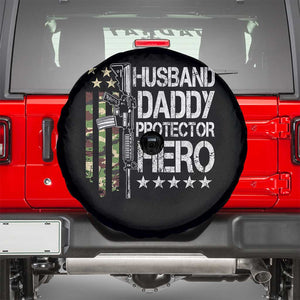 Husband Daddy Protector Hero Spare Tire Cover Dad Guns Fathers Day Camo American Flag TS10 Black Print Your Wear