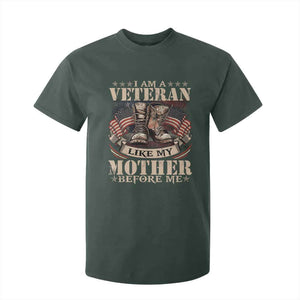 I Am A Veteran Like My Mother Before Me T Shirt For Kid Vintage American Flag TS11 Dark Forest Green Print Your Wear