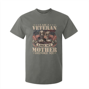 I Am A Veteran Like My Mother Before Me T Shirt For Kid Vintage American Flag TS11 Military Green Print Your Wear
