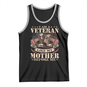 I Am A Veteran Like My Mother Before Me Tank Top Vintage American Flag TS11 Black Athletic Heather Print Your Wear