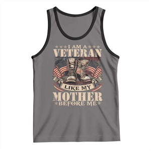 I Am A Veteran Like My Mother Before Me Tank Top Vintage American Flag TS11 Deep Heather Black Print Your Wear