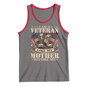 I Am A Veteran Like My Mother Before Me Tank Top Vintage American Flag TS11 Deep Heather Red Print Your Wear