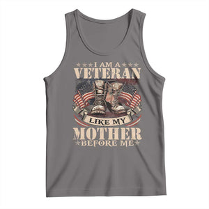 I Am A Veteran Like My Mother Before Me Tank Top Vintage American Flag TS11 Deep Heather Print Your Wear