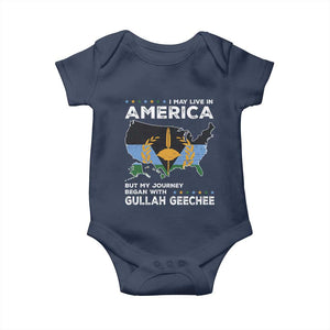 I May Live In America But My Journey Began With Gullah Geechee Baby Onesie Gullah Geechee Pride TS11 Navy Print Your Wear