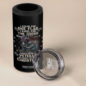 I Stand For Our Flag I Kneel For The Cross Proud Christian Veteran 4 in 1 Can Cooler Tumbler TS11 Print Your Wear
