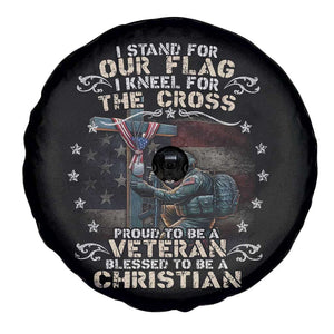 I Stand For Our Flag I Kneel For The Cross Proud Christian Veteran Spare Tire Cover TS11 Print Your Wear