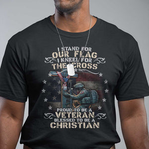 I Stand For Our Flag I Kneel For The Cross Proud Christian Veteran T Shirt TS11 Black Print Your Wear