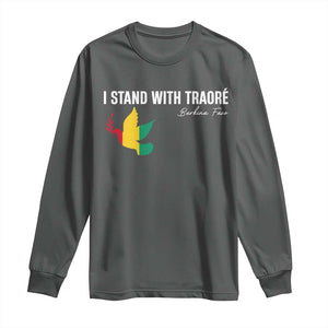 I Stand With Traoré Long Sleeve Shirt Burkina Faso Peace Dove TS02 Dark Heather Print Your Wear